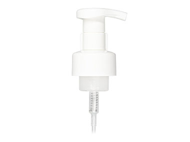 43mm Finish, White, Pumps, Foamer, Ship Clip, 4 1/16" DT