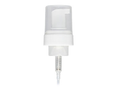 43mm Finish, White, Pumps, Foamer, Clear Hood, 6" DT