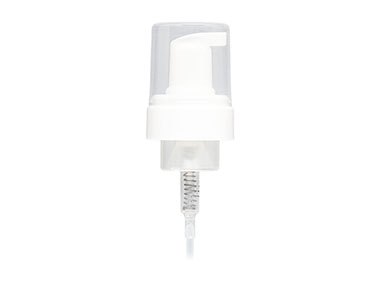 43mm Finish, White, Pumps, Foamer, Clear Hood, 5" Dt