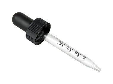 20/400 Finish, Black, Droppers, Fine Ribbed, 2 3/4" Glass Pipette
