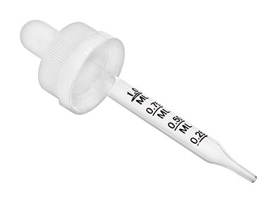 20/400 Finish, White, Droppers, CRC, Fine Ribbed, 2 3/4" Glass Pipette