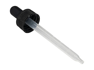 20/400 Finish, Black, Droppers, Fine Ribbed, 3 1/4" Plastic Pipette