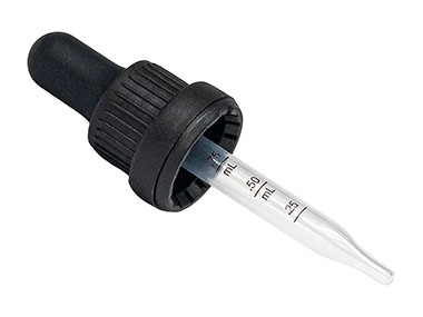 18mm TE Finish, Black, Droppers, CRC, Fine Ribbed, 2 3/8" Plastic Pipette