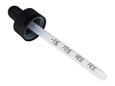 20/400 Finish, Black, Droppers, Fine Ribbed, 3 1/2" Plastic Pipette