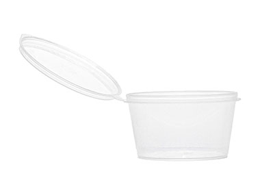 2 oz., Natural, Containers, PP, Deli Container Style Round, 2 1/4" Dia X 1 1/4" T