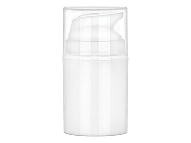 50 mL, 45mm Finish, White, Sets, Bottles/Pumps, PP, Airless Cylinder Round