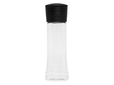 11 oz., 38mm Finish, Clear/Black, Sets, Bottles/Caps, PET, Spice Style Round