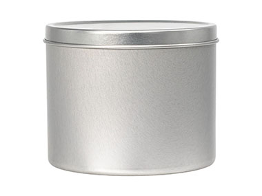 16 oz., 95mm Finish, Silver, Sets, Tins/Lids, Round, 3 11/16" Dia X 3 1/16" Tall