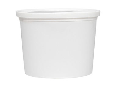 42 oz., 170mm Finish, White, Sets, Container/Lids, Round, 3 1/4" Dia X 1 11/16" Tall