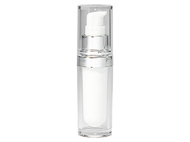 15 mL, 20/410 Finish, Clear/White/Silver, Sets, Bottles/Pumps/Overcaps, Acrylic, Cylinder Round